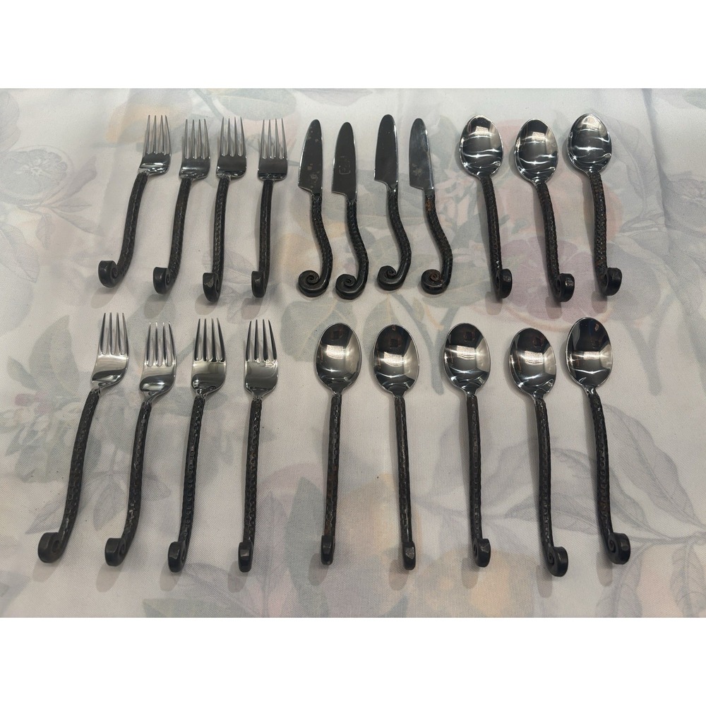 Fiddle Head Treble Clef Unbranded Forged Flatware - Lot Of 20